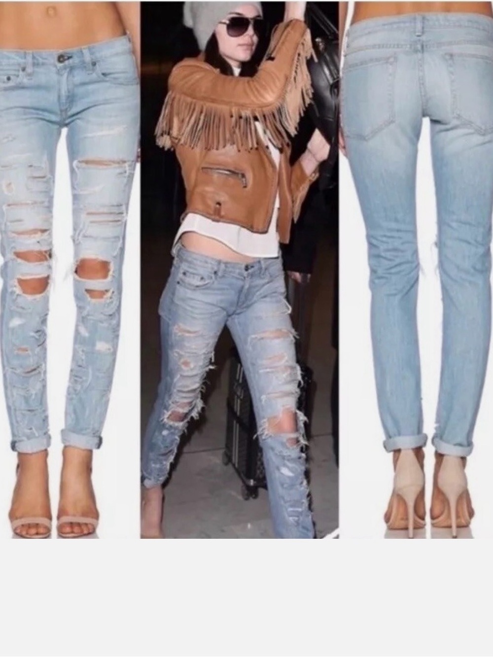 rag & bone The DRE Light Wash Distressed Skinny Jeans